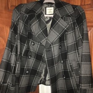 Grey plaid pea coat